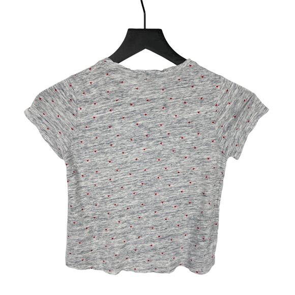 Rails Girls Linen T Shirt Top Heart Print Gray Red - Picture 2 of 5